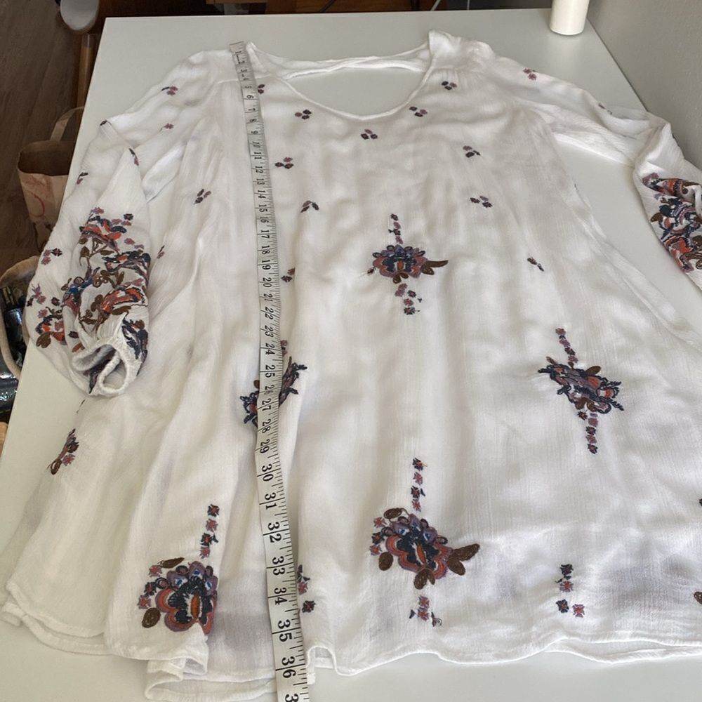 Free People Oxford White Embroidered Mini Swing Dress Size Small - Picture 12 of 16